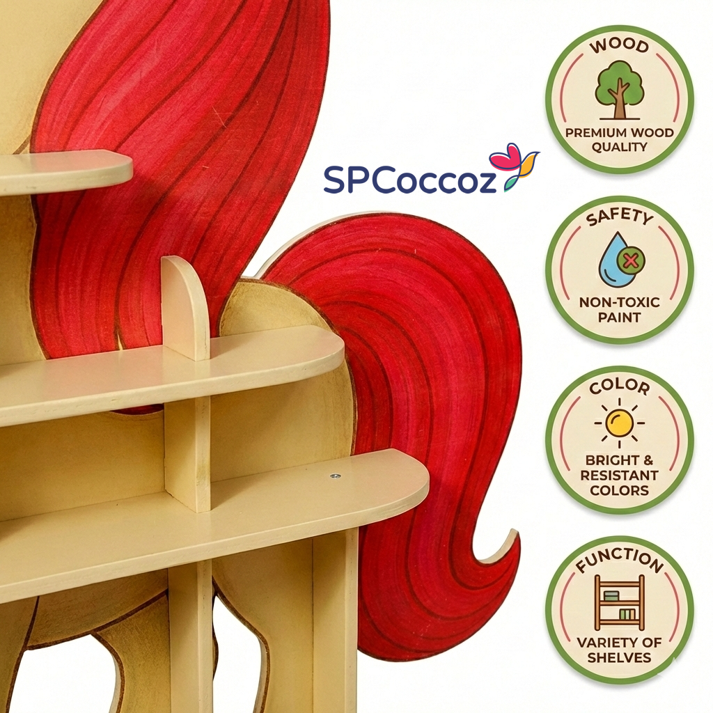 Colorful animal-shaped shelves installed in a child’s room